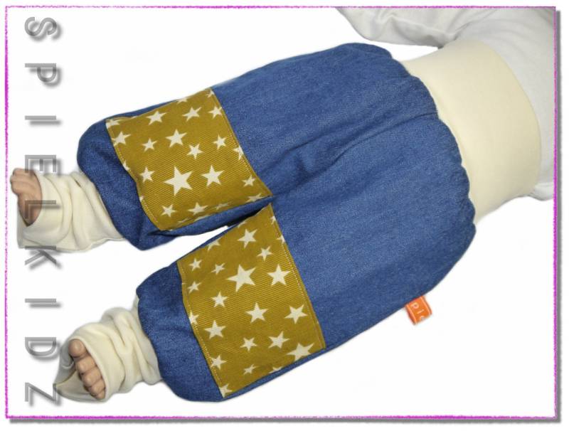 Pumphose Für Kinder Jeans Sterne Senf Mitwachshose von Spielkidz
