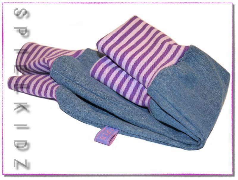 Pumphose Mitwachshose Jeans Kinder Lila Flieder Ringel von Spielkidz