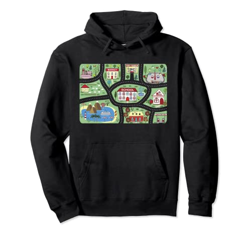 Spielteppich Straßenteppich Teppich Zug Stadt Motive Retro Pullover Hoodie von Spielstraße Spielmatte Auto Kinder Geschenk