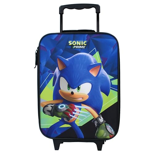 Sonic Trolley Koffer 12 L Jungen Handgepäck Kinder Kinderkoffer Reisekoffer Sonic The Hedgehog Spielzeug Kindertrolley Innenmaße: 40 x 30 x 10 cm von Spielwaren Klee