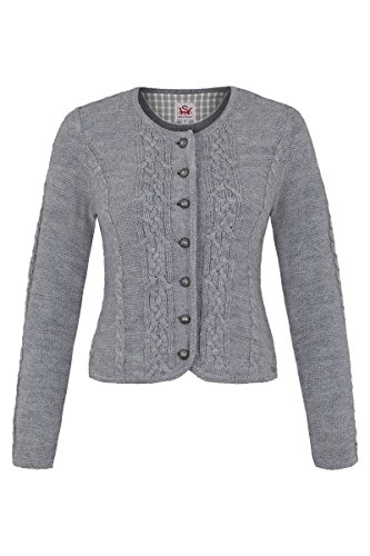 Spieth & Wensky Damen Damen Trachten Strickjacke mit Zopfmuster grau, grau, XL von Spieth & Wensky