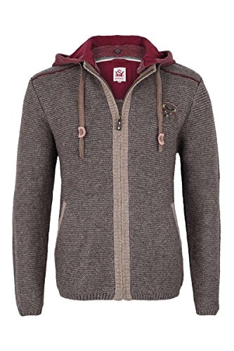 Spieth & Wensky Herren Trachten Strickjacke mit Kapuze braun dunkelrot, beige-braun/d`rot, XXL von Spieth & Wensky