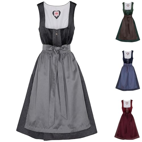 Spieth&Wensky 2-teiliges Buchsbaum Midi-Dirndl Kleid Dirndl Trachtenkleid kurz Farben: Grau, Größe: 38/M von Spieth & Wensky