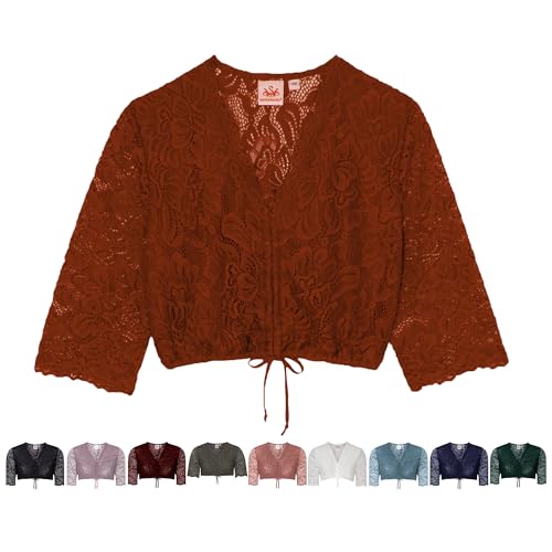 Spieth & Wensky Ansbach-Dirndlbluse 1/2 Arm orange - 38 Spieth & Wensky Ansbach-Dirndlbluse 1/2 Arm orange - 38 von Spieth & Wensky