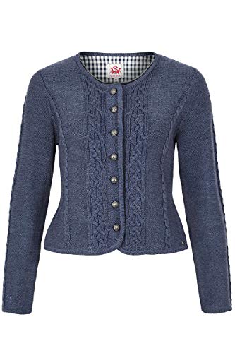 Spieth & Wensky Damen Damen Trachten Strickjacke mit Zopfmuster Jeansblau, Jeansblau (blau), L von Spieth & Wensky