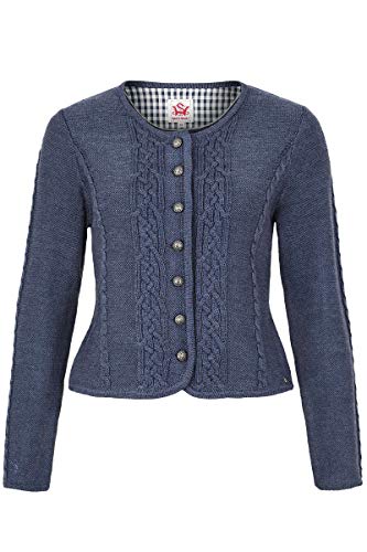 Spieth & Wensky Damen Damen Trachten Strickjacke mit Zopfmuster Jeansblau, Jeansblau (blau), M von Spieth & Wensky