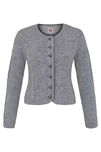 Spieth & Wensky Damen Damen Trachten Strickjacke mit Zopfmuster grau, grau, L von Spieth & Wensky