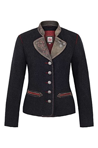 Spieth & Wensky Damen Damen Trachtenblazer Wolle Ziegenvelour grau rot, grau-rot, 36 von Spieth & Wensky