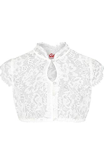 Spieth & Wensky Damen Dirndl Bluse hochgeschlossen Spitze weiß, Weiss, 34 von Spieth & Wensky