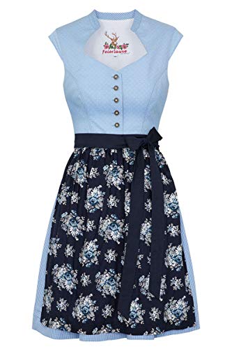 Spieth & Wensky Damen Mini Dirndl mit Flügelärmeln hellblau, HELLBLAU, 40 von Spieth & Wensky