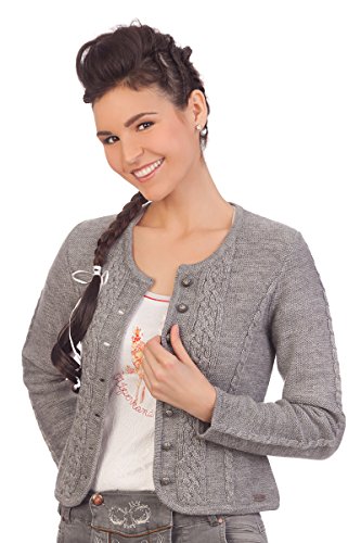 Spieth & Wensky Damen Trachten Strickjacke - BONN - hellgrau, schwarz, Größe XS von Spieth & Wensky