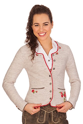 Spieth & Wensky Damen Trachten Strickjacke - GRACELLA - Mittelgrau, Natur, Größe XXXL von Spieth & Wensky