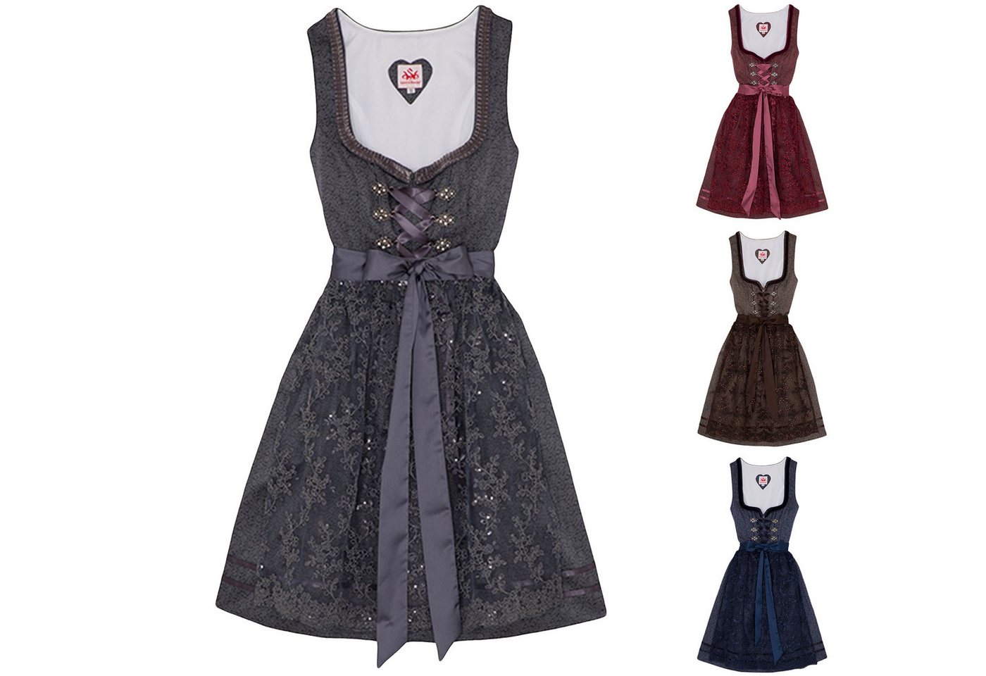 Spieth & Wensky Dirndl Bea Dirndl 2-teiliges Midi-Dirndl Kleid Dirndl Trachtenkleid kurz von Spieth & Wensky