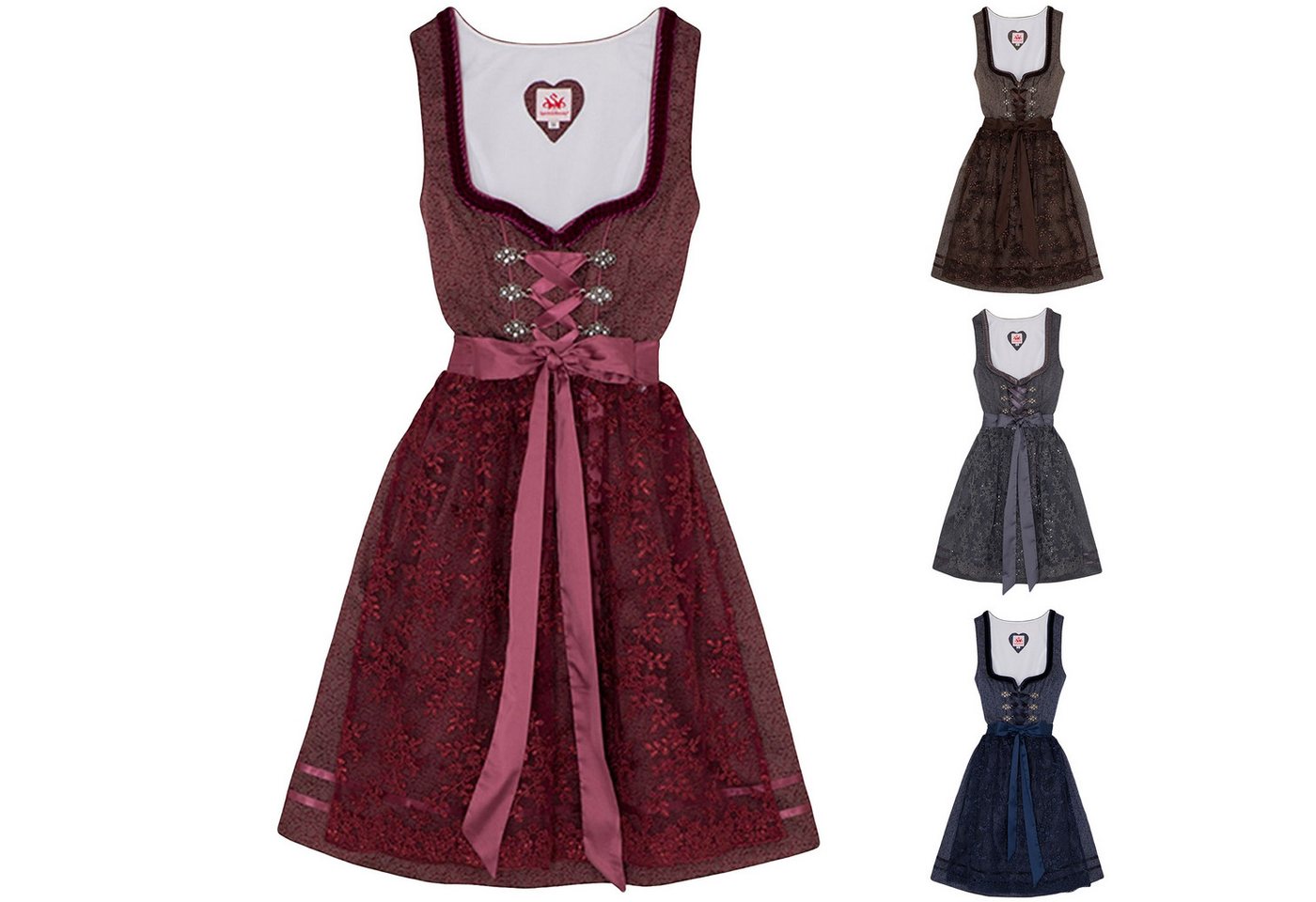 Spieth & Wensky Dirndl Bea Dirndl 2-teiliges Midi-Dirndl Kleid Dirndl Trachtenkleid kurz von Spieth & Wensky