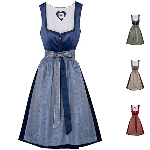 Spieth & Wensky Dirndl Diandra Midi-Dirndl Kleid 2-teiliges Trachtenkleid, Blau, 46 von Spieth & Wensky
