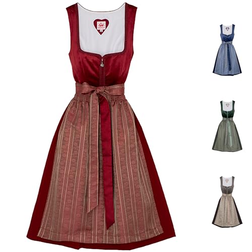 Spieth & Wensky Dirndl Diandra Midi-Dirndl Kleid 2-teiliges Trachtenkleid, Rot, 38 von Spieth & Wensky