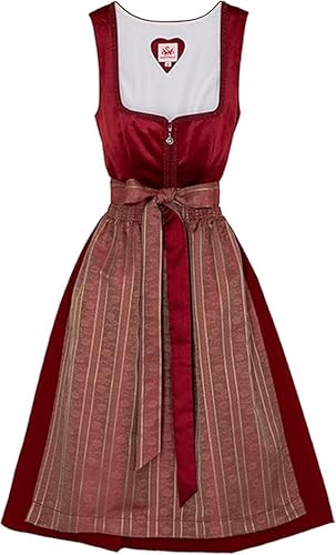 Spieth & Wensky Dirndl Diandra Midi Trachtenkleid mit Schürze Große Größen Rot Gr. 50 von Spieth & Wensky