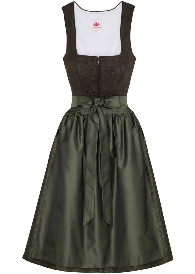Spieth & Wensky Dirndl Felina-Dirndl Velouroptik 70cm - oliv von Spieth & Wensky