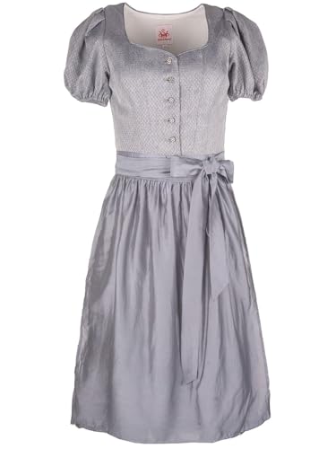 Spieth & Wensky Dirndl Ferrara Arm | Mididirndl mit Puffarm & Knöpfen | Damen (DE/NL/SE/PL, Numerisch, 40, Regular, Regular, grau) von Spieth & Wensky