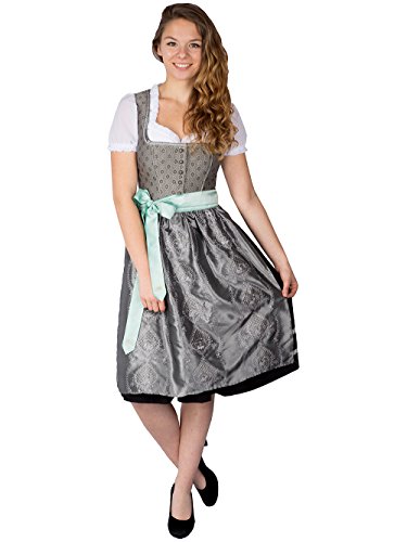 Spieth & Wensky Dirndl Ivana Miss Germany Tracht Midi 60er Länge Knielang (44, schwarz/grau/Mint) von Spieth & Wensky