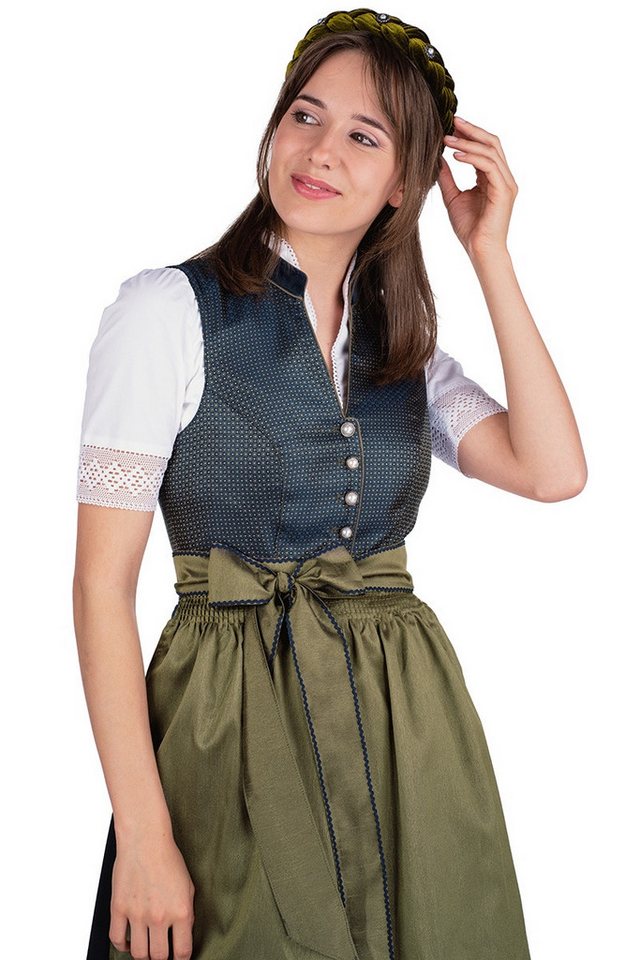 Spieth & Wensky Dirndl Midi Dirndl 2tlg. - BENEDIKTA - dunkelblau/oliv von Spieth & Wensky