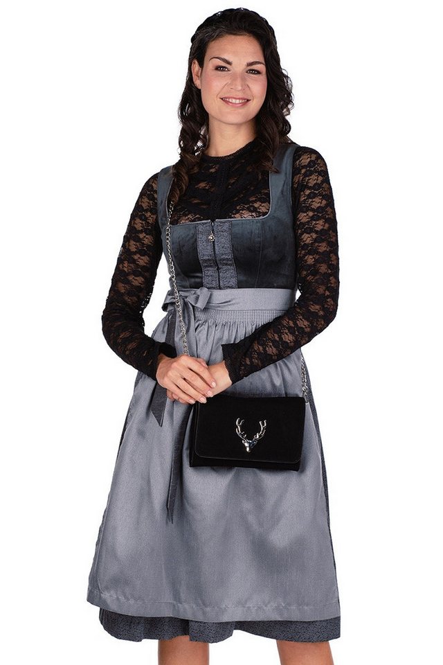 Spieth & Wensky Dirndl Samt Dirndl 2tlg. - BUCHSBAUM - dunkelgrau/silber von Spieth & Wensky
