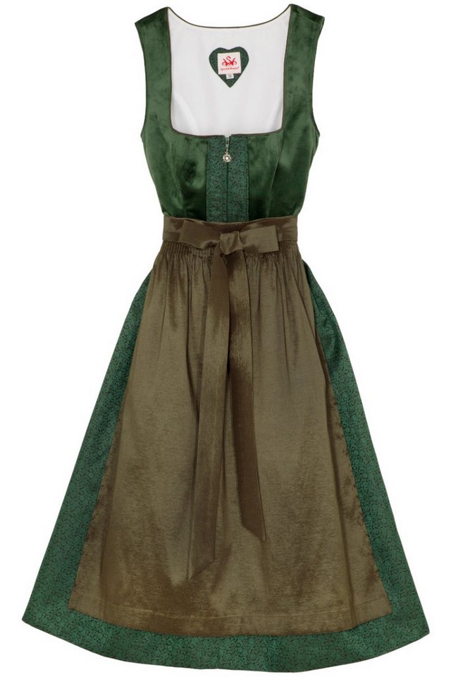 Spieth & Wensky Dirndl Samt Dirndl 2tlg. - BUCHSBAUM - moos/flasche/olivbraun von Spieth & Wensky