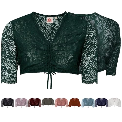 Spieth & Wensky Dirndlbluse Ansbach | Damen Dirndl-Bluse mit V-Ausschnitt | Spitze Kurzarm dunkelgrün 46 Spieth & Wensky Dirndlbluse Ansbach | Damen Dirndl-Bluse mit V-Ausschnitt | Spitze Kurzarm dunkelgrün 46 von Spieth & Wensky