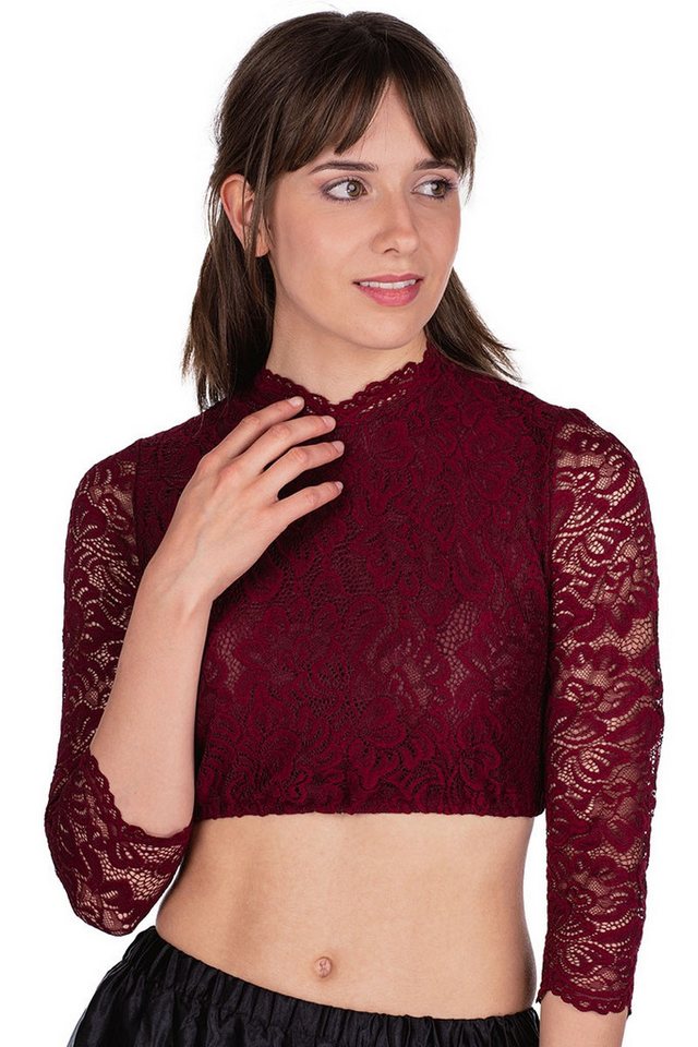 Spieth & Wensky Dirndlbluse Dirndlbluse - AMSTERDAM - dunkelblau, dunkelrot von Spieth & Wensky