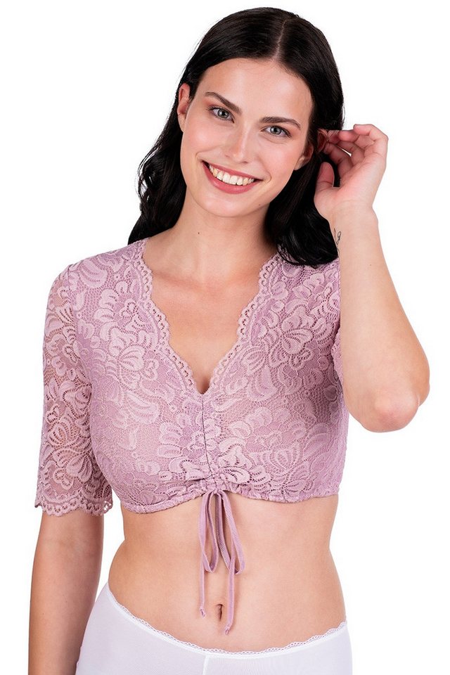 Spieth & Wensky Dirndlbluse Dirndlbluse - ANSBACH - lila, oliv von Spieth & Wensky