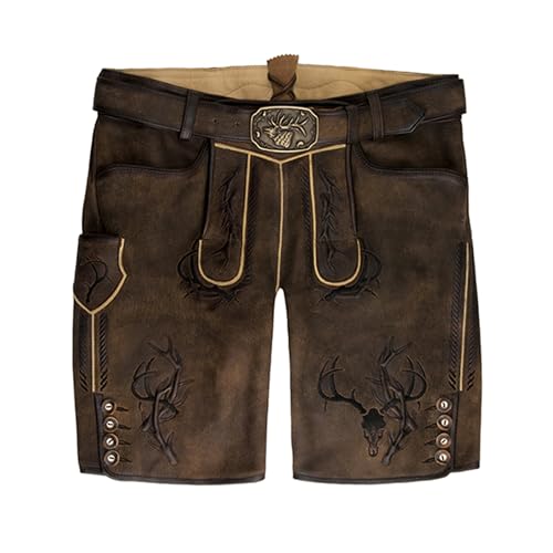 Spieth & Wensky Dragon Herren Trachtenhose Lederhose Kurzhose mit Gürtel Ziegenvelour 54/XL von Spieth & Wensky