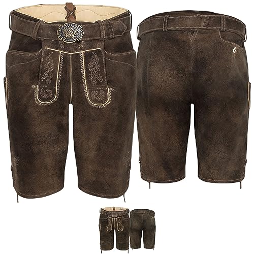 Spieth&Wensky Herren Lederhose Veit mit Gürtel Nutria/St 134-D Sand 46 von Spieth & Wensky