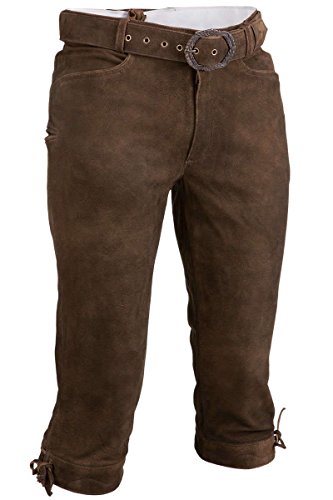 Spieth & Wensky Herren Schlichte Kniebund-Lederhose mit Gürtel Braun 'Nils', MURMEL (mittelbraun), 56 von Spieth & Wensky