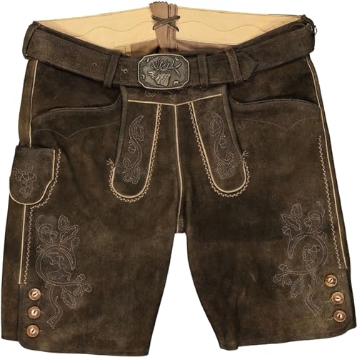 Spieth & Wensky Herren Trachten Lederhose inkl. Gürtel, Mich-Havel (311580-0256), Größe:52, Farbe:Espresso/St 238 Holz (6523) von Spieth & Wensky