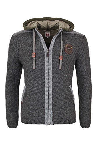 Spieth & Wensky Herren Trachten Strickjacke mit Kapuze grau moos, grau/moos, L von Spieth & Wensky