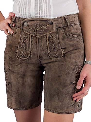 Spieth & Wensky Kurze Lederhose Damen Vintage Wildbock Nafisa ZV lehm Sand 34 von Spieth & Wensky