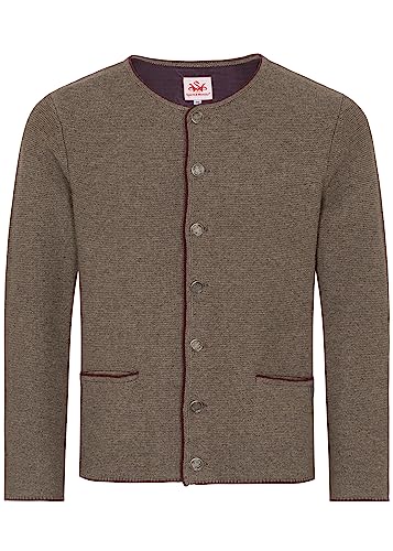 Spieth & Wensky Pocking-Strickjacke H nuss/Burgund XL von Spieth & Wensky