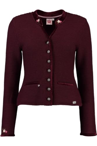 Spieth & Wensky Strickjacke Malta Bordeaux mit edler Samtpaspelierung, Gr.XL Damen von Spieth & Wensky