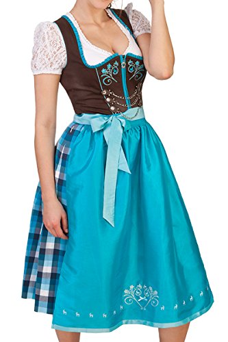 Spieth & Wensky Trachten Mididirndl 2tlg. - NOLDINA - mittel - Helio, Größe 32 von Spieth & Wensky