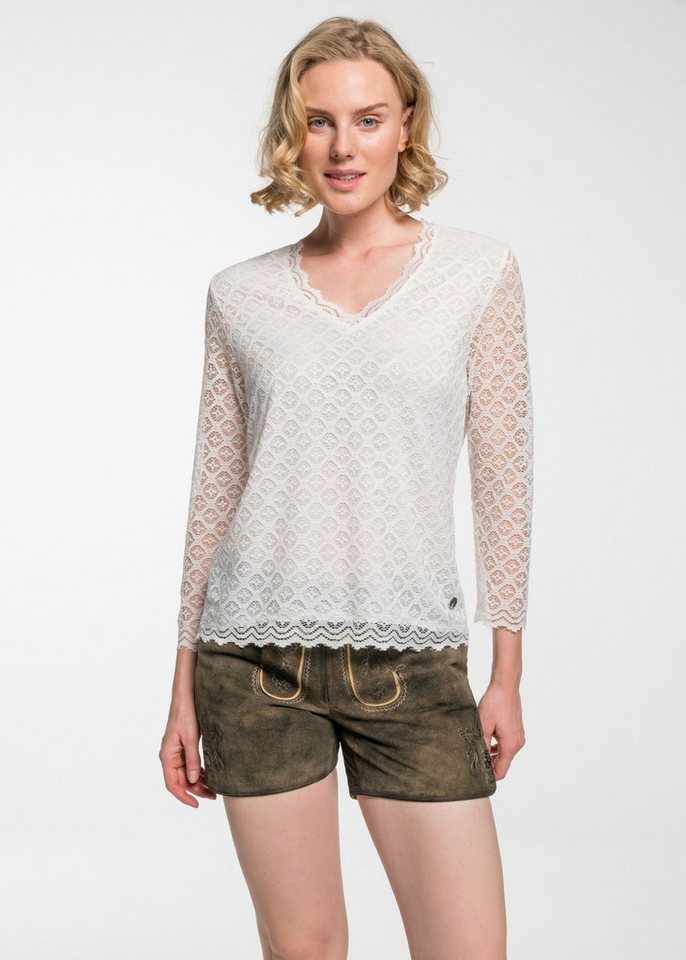 Spieth & Wensky Trachtenbluse Eva S&W Label am Blusensaum von Spieth & Wensky