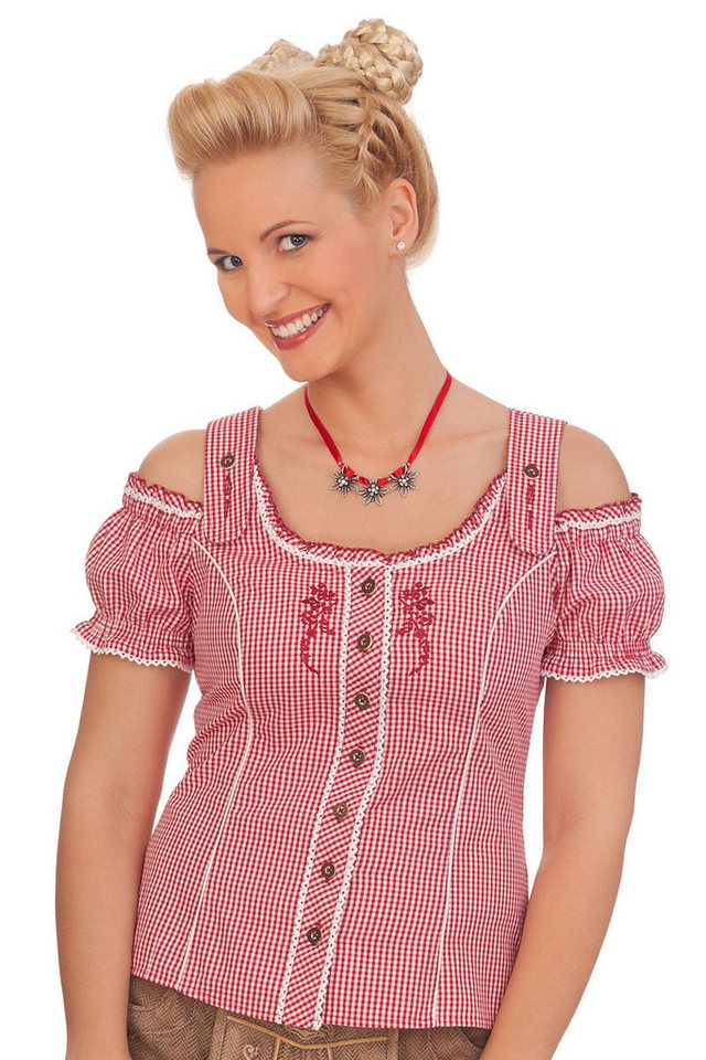 Spieth & Wensky Trachtenbluse Trachtenbluse - AKELEI - weiß, rot von Spieth & Wensky