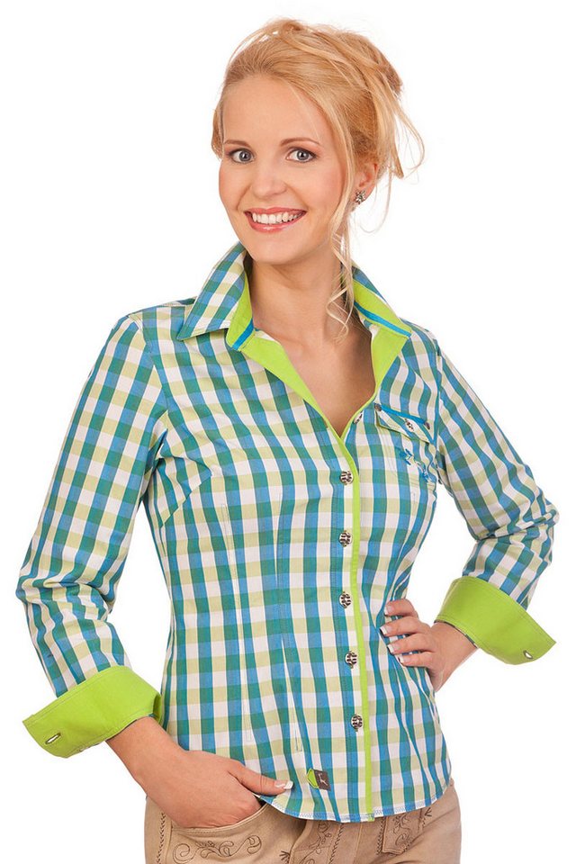 Spieth & Wensky Trachtenbluse Trachtenbluse - RIEGSEE - lachs, azurblau von Spieth & Wensky