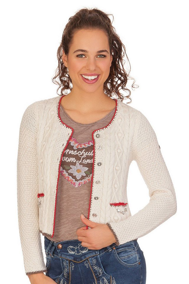 Spieth & Wensky Trachtenjacke Trachten Strickjacke - AIDA - wollweiß, jeansblau von Spieth & Wensky