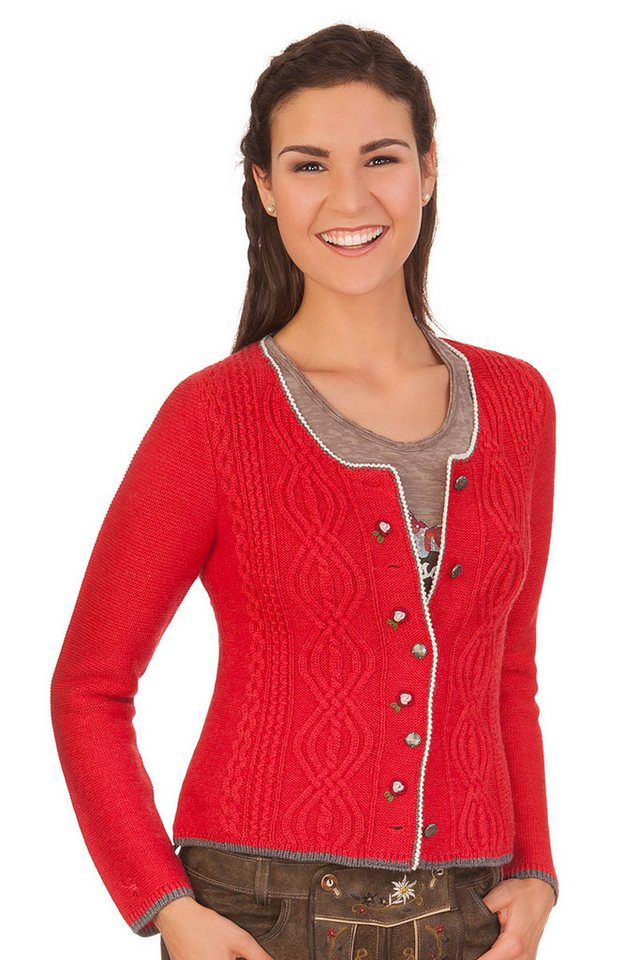 Spieth & Wensky Trachtenjacke Trachten Strickjacke - FANCY - mohn, wollweiß von Spieth & Wensky