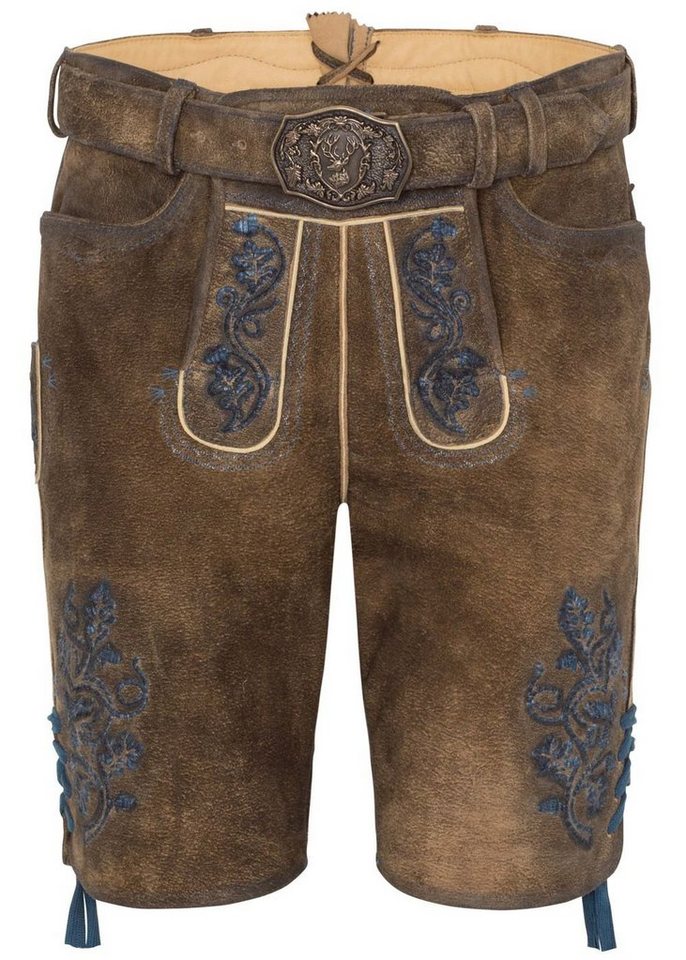 Spieth & Wensky Trachtenlederhose 1519 Presley Herren Trachtenhose Lederhose kurzhose mit Gürtel Ziegenvelour von Spieth & Wensky