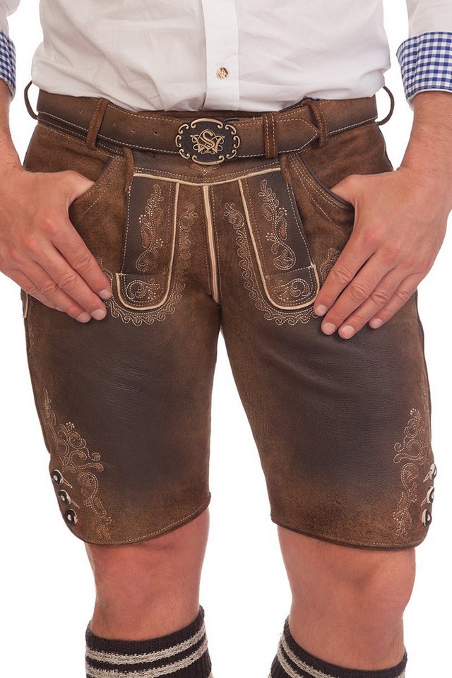 Spieth & Wensky Trachtenlederhose Lederhose Herren kurz - ALEX - walnuss von Spieth & Wensky