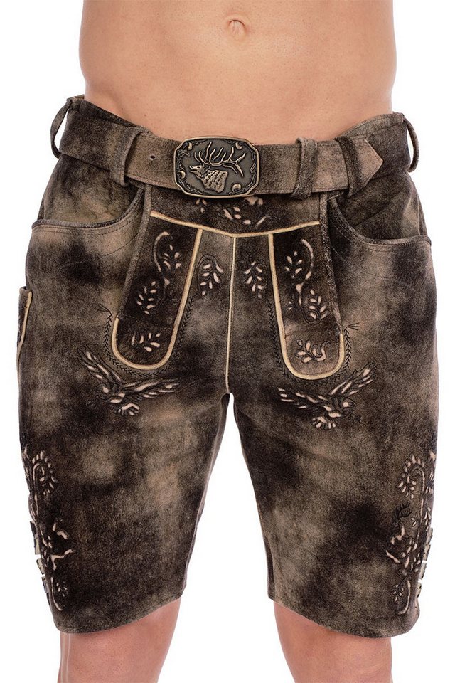 Spieth & Wensky Trachtenlederhose Lederhose Herren kurz - ASMUS - rum von Spieth & Wensky