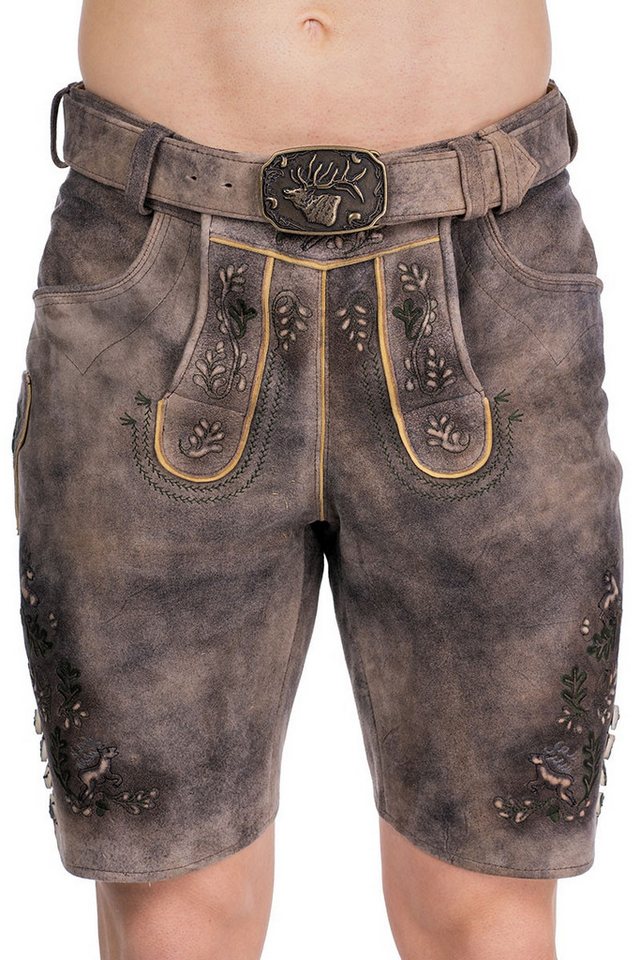 Spieth & Wensky Trachtenlederhose Lederhose Herren kurz - DAVIS - marone/oliv von Spieth & Wensky