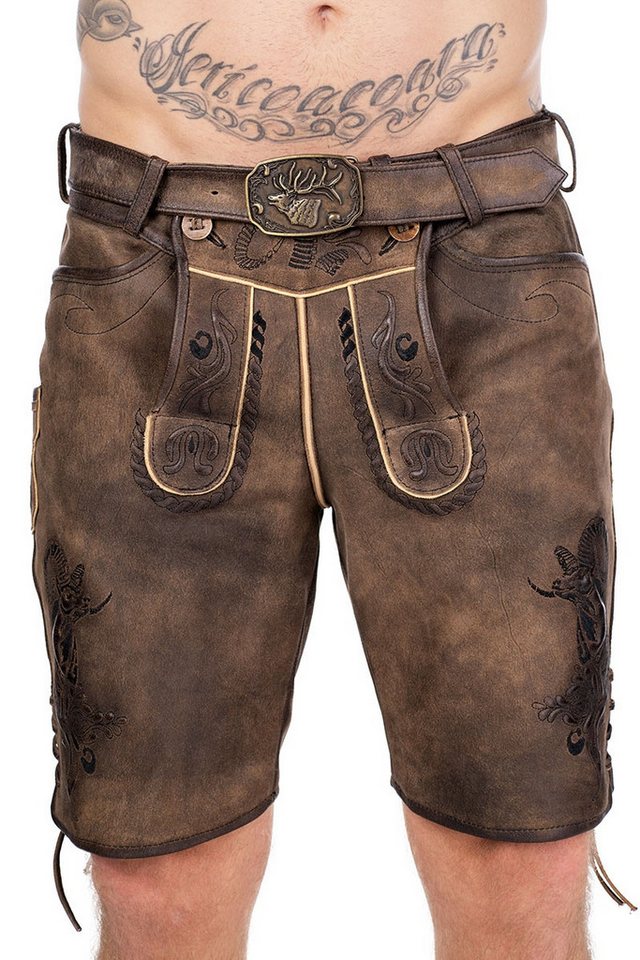 Spieth & Wensky Trachtenlederhose Lederhose Herren kurz - DOUGLAS - zeder/schwarz von Spieth & Wensky