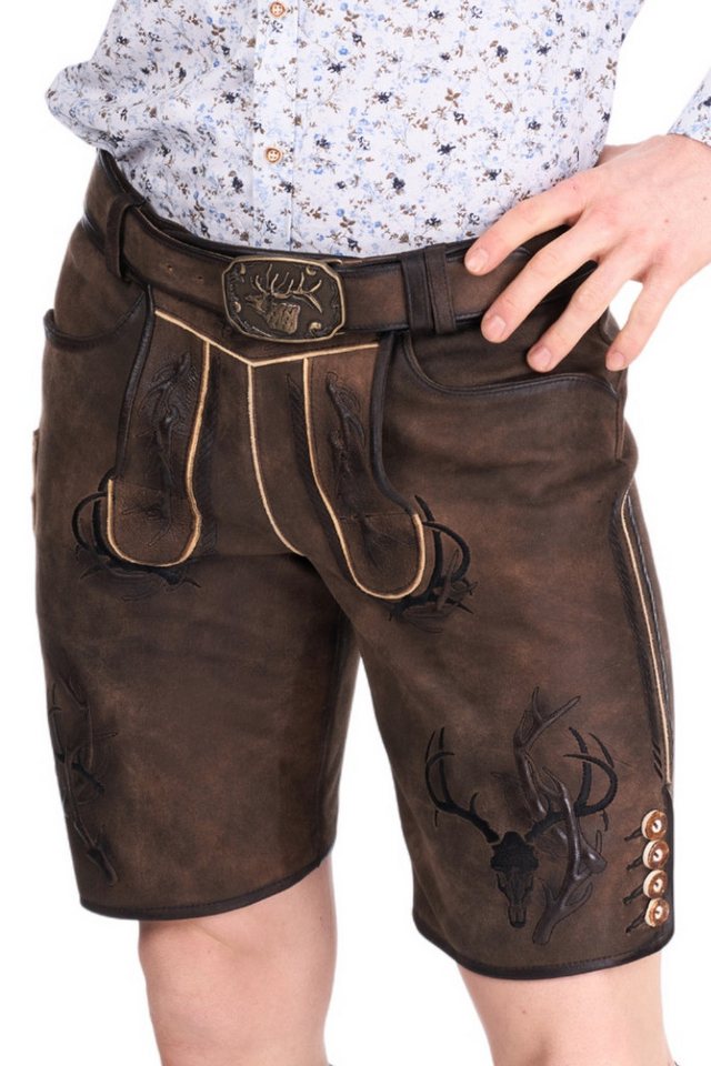 Spieth & Wensky Trachtenlederhose Lederhose Herren kurz - DRAGON - zeder/schwarz von Spieth & Wensky